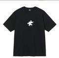 Stussy black T-shirt with white anchor logo graphic