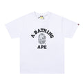 White BAPE crewneck T-shirt with large A BATHING APE graphic