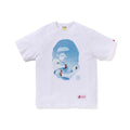 White Bape T-shirt with blue ape graphic and small logo patch