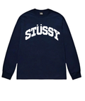 Stussy long-sleeve crewneck T-shirt with STUSSY logo, dark blue