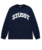 Stussy long-sleeve crewneck T-shirt with STUSSY logo, dark blue