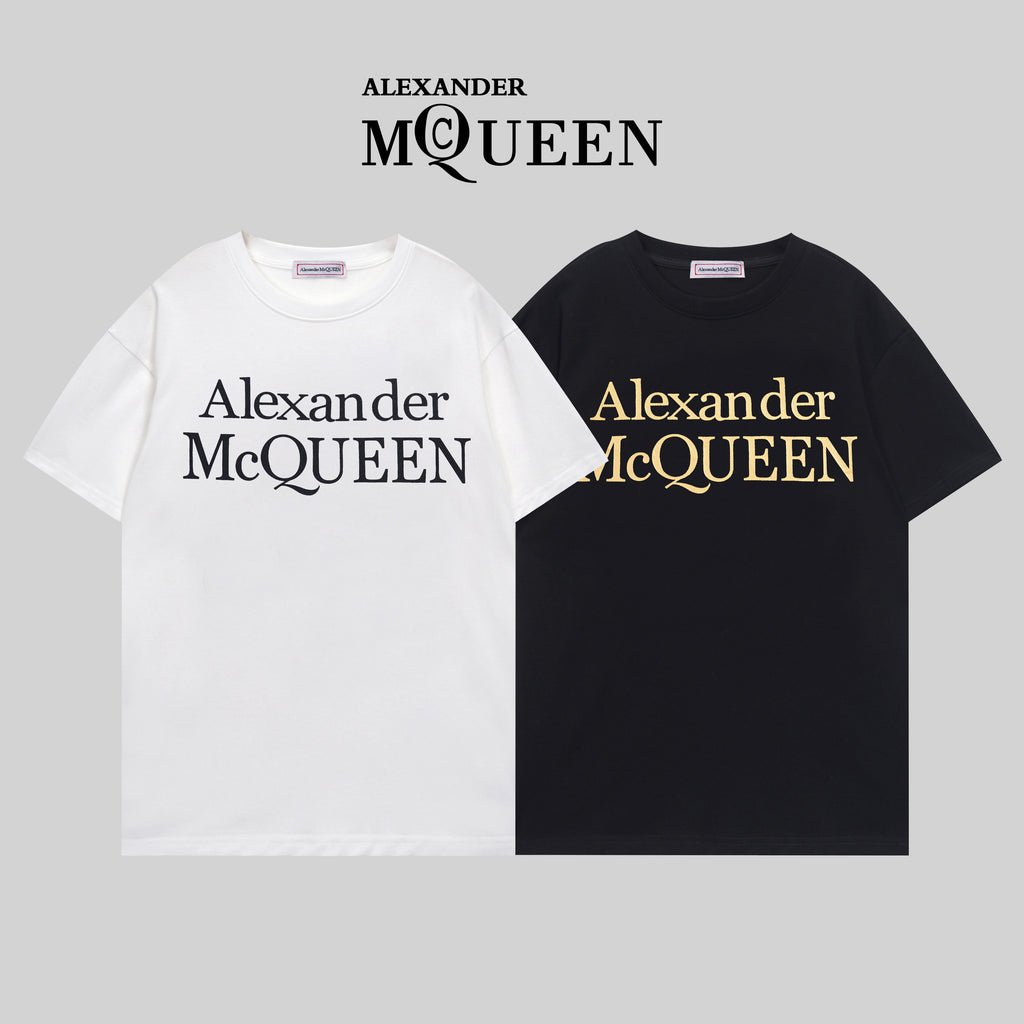 T-shirt set: white and black with Alexander McQueen logo print at chest