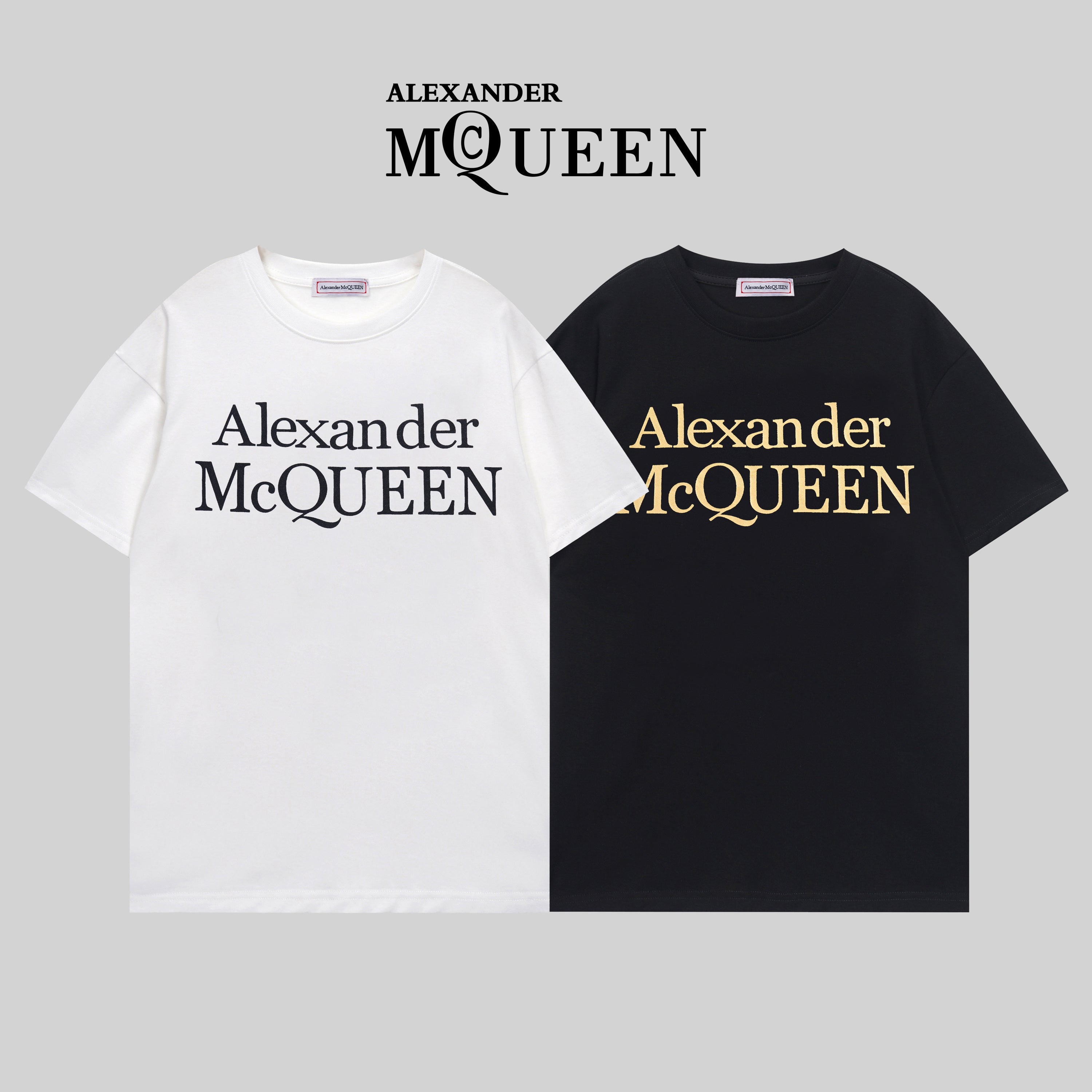 T-shirt set: white and black with Alexander McQueen logo print at chest