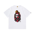 White Bape graphic T-shirt with multicolor ape face print