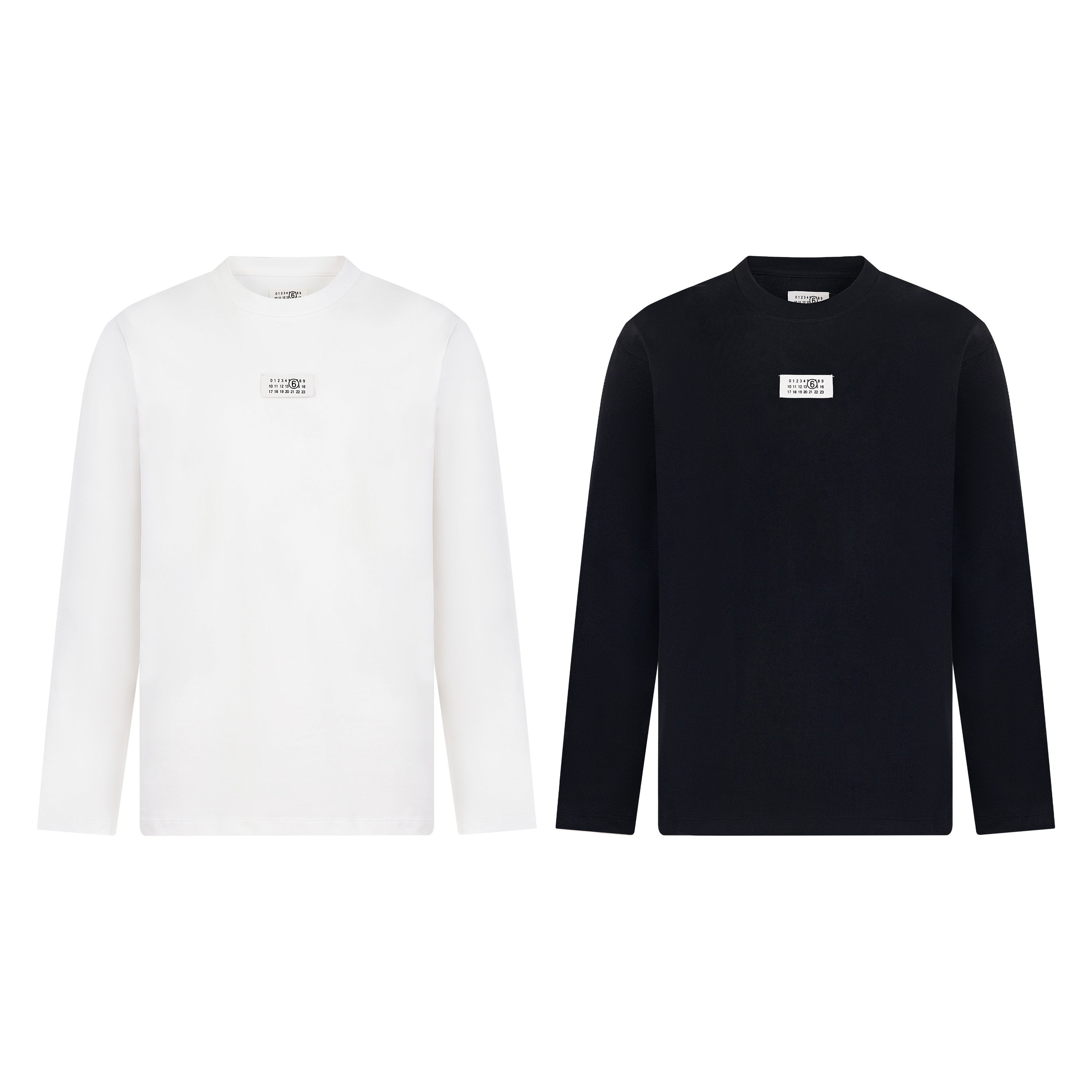 Maison Margiela long-sleeve crewneck T-shirts, white and black