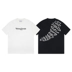 Set of white and black graphic T-shirts with logo prints