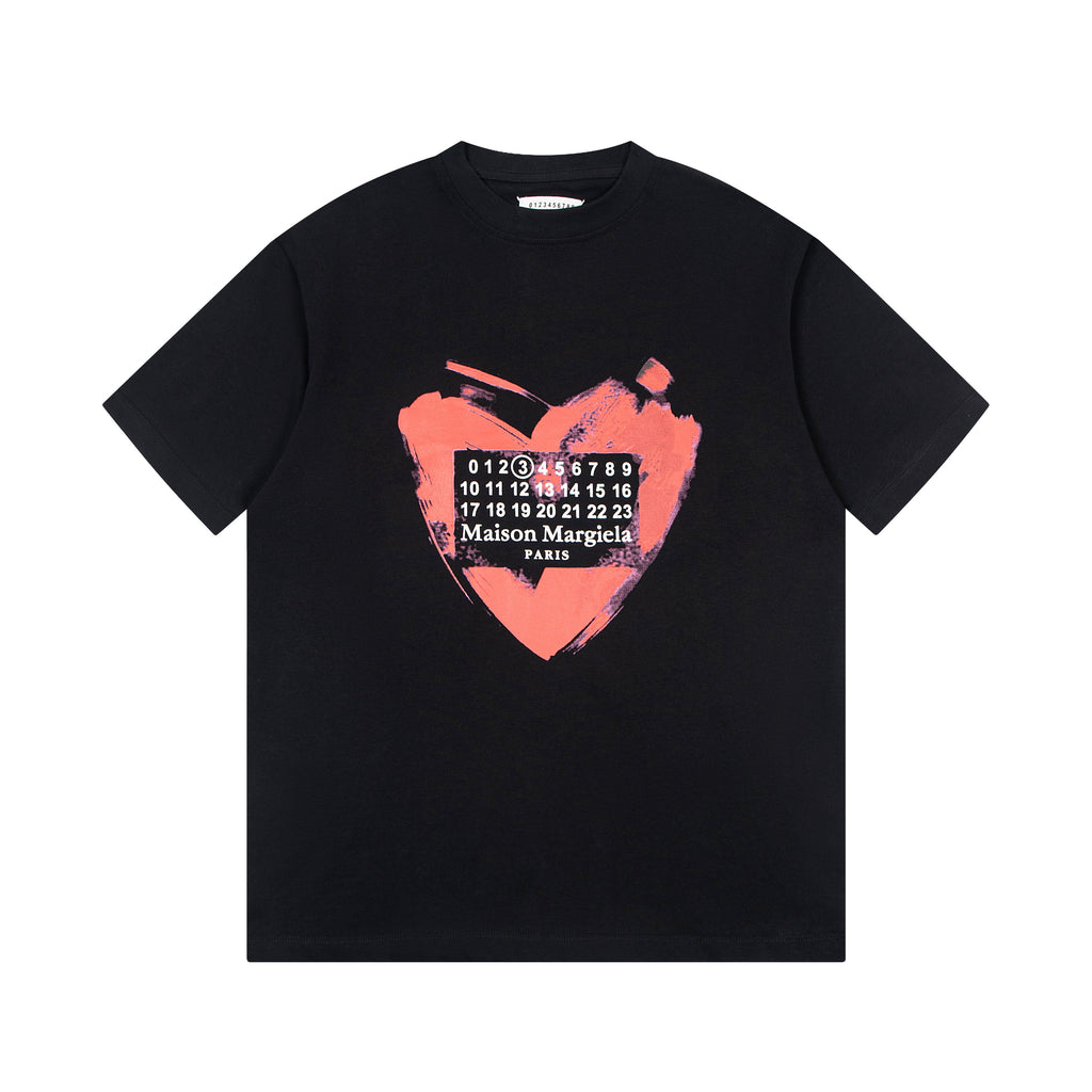 Men's Maison Margiela T-shirt, black with heart graphic and number print