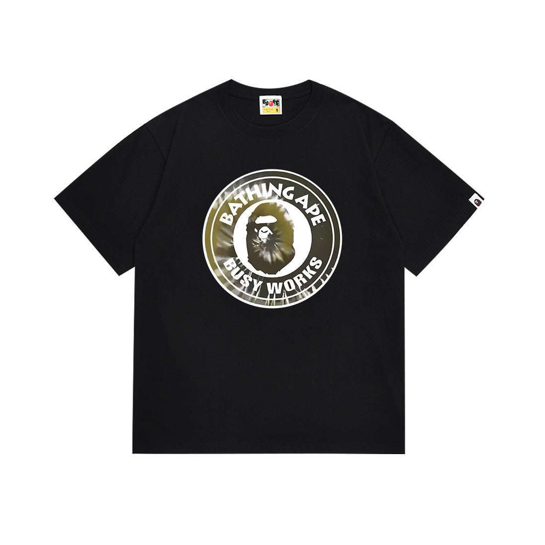 Black crewneck T-shirt with BAPE circular graphic front