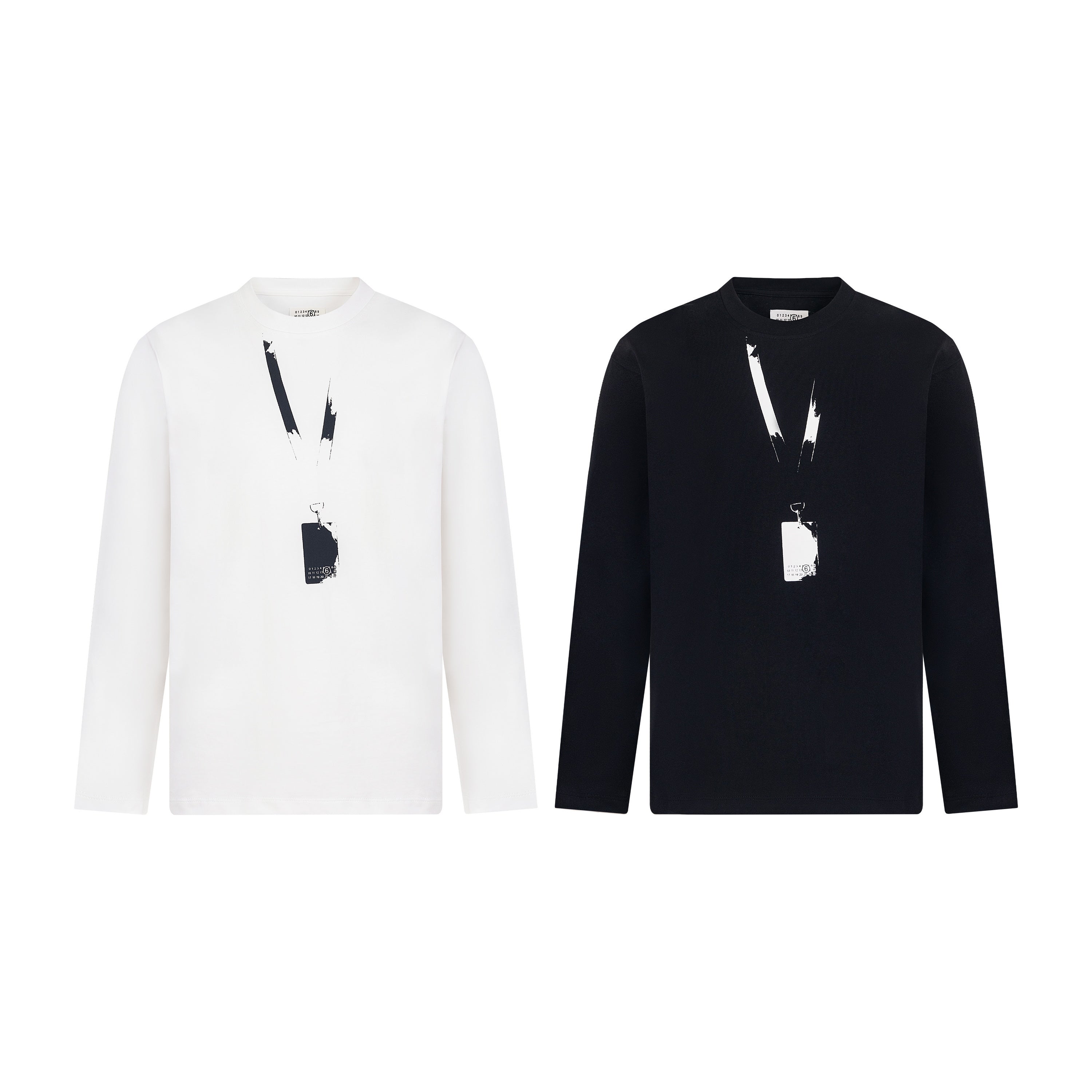 Maison Margiela long-sleeve T-shirt, white and black with graphic tag print