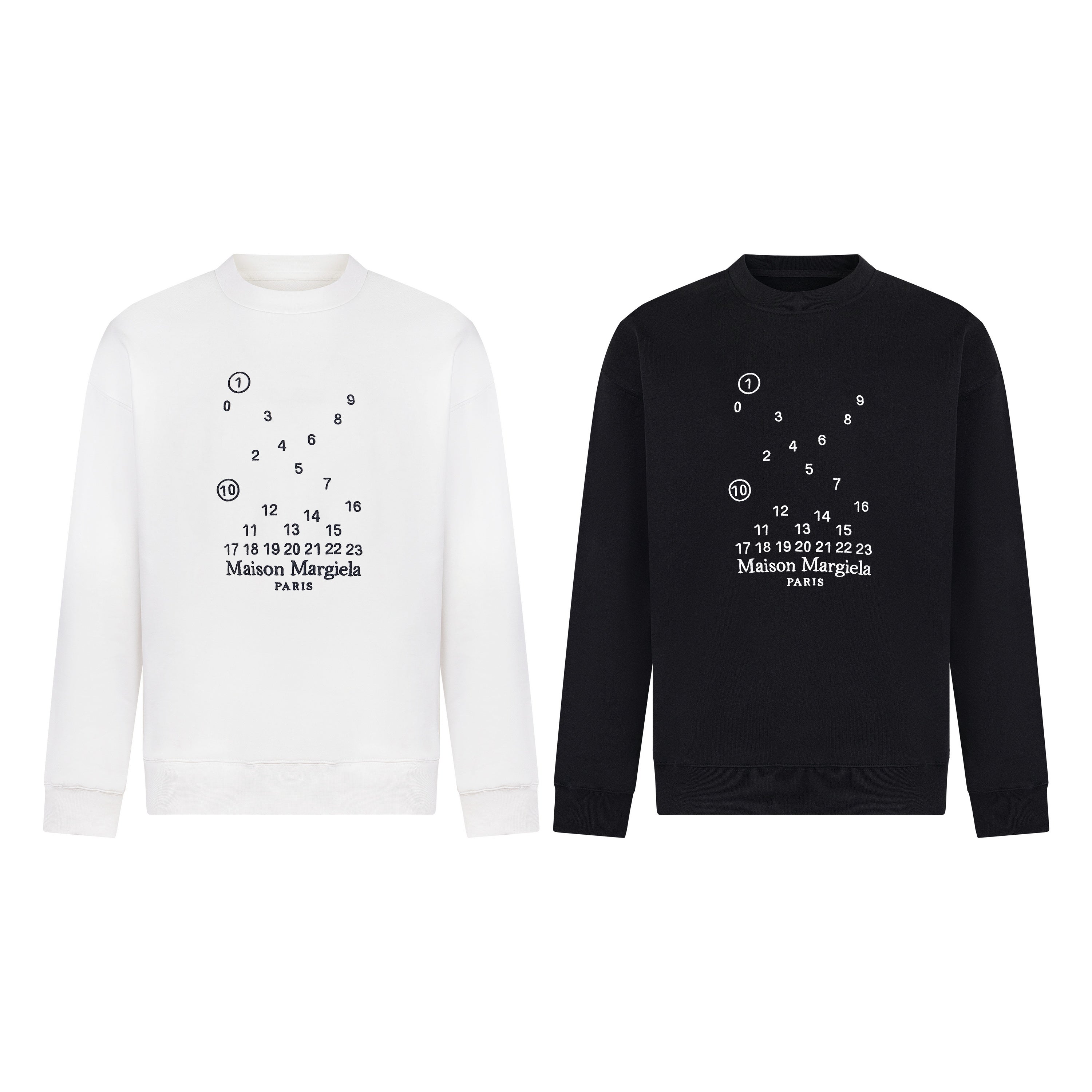 White Maison Margiela sweatshirt with numeric graphic and logo print on chest
