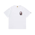 White Bape crewneck T-shirt with multicolor face graphic on chest