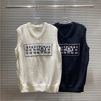 Maison Margiela V-neck knit sweater vest set, sleeveless, number graphic on chest