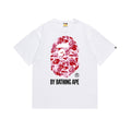 White T-shirt with red camo ape face graphic and BY BATHING APE logo