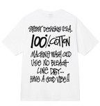 Stussy white T-shirt with large back graphic text