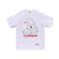 White graphic T-shirt with sitting bear, Coca-Cola logo, and A Bathing Ape print