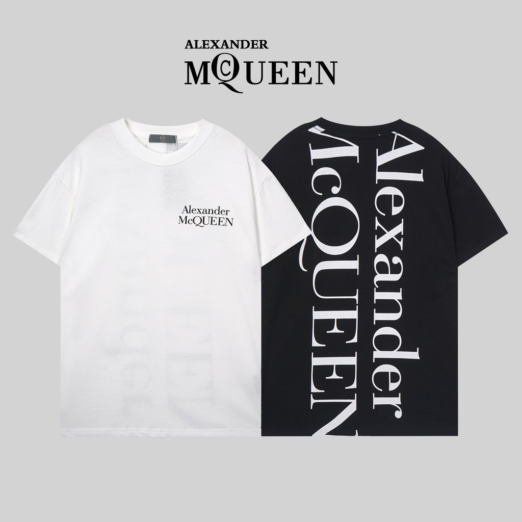 Crewneck T-shirt: white and black, chest and large logo print