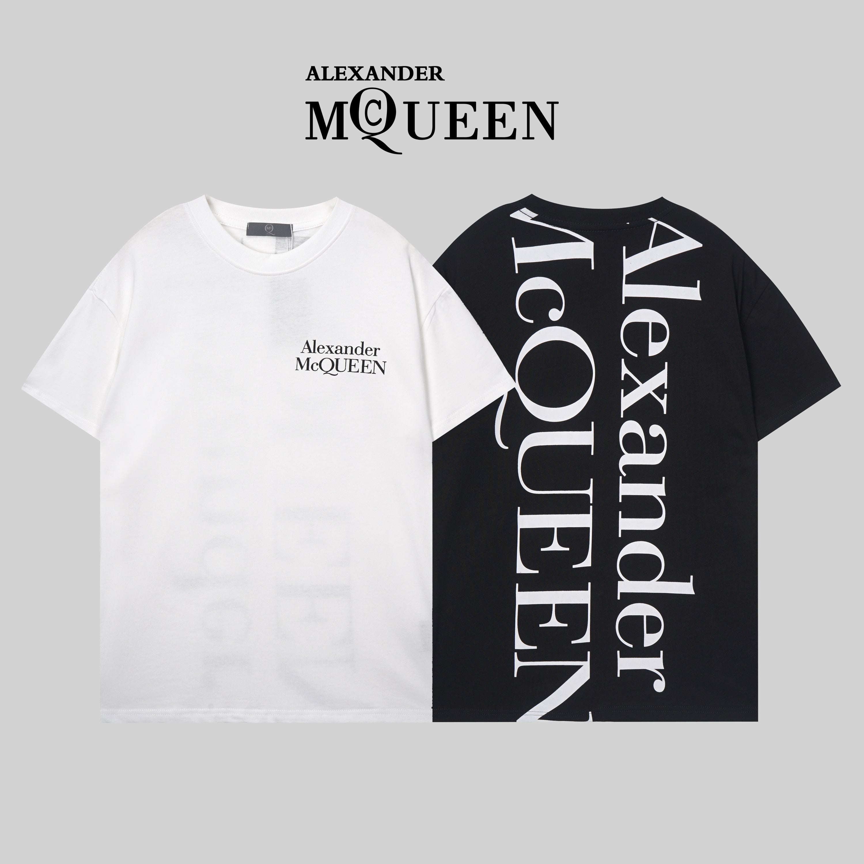 Crewneck T-shirt: white and black, chest and large logo print