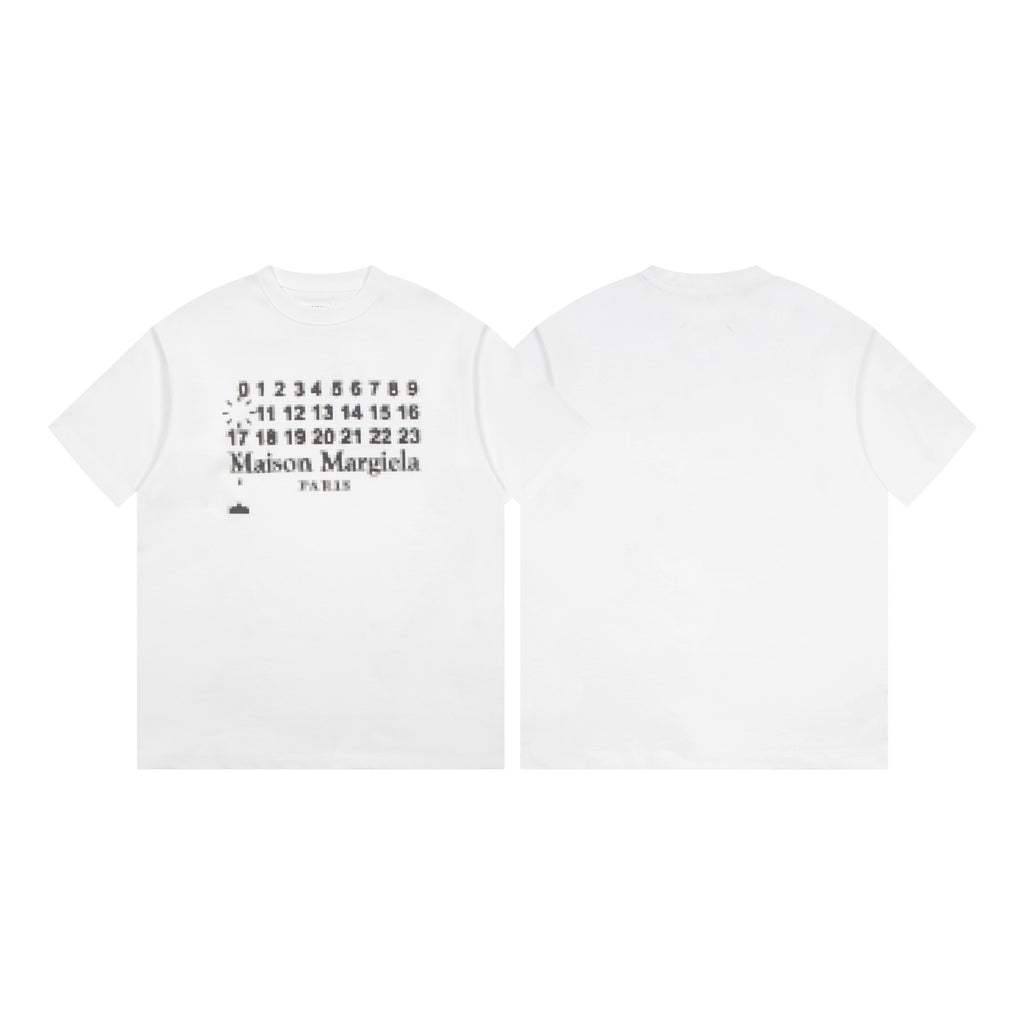 White Maison Margiela T-shirt set, front and back with number and logo print