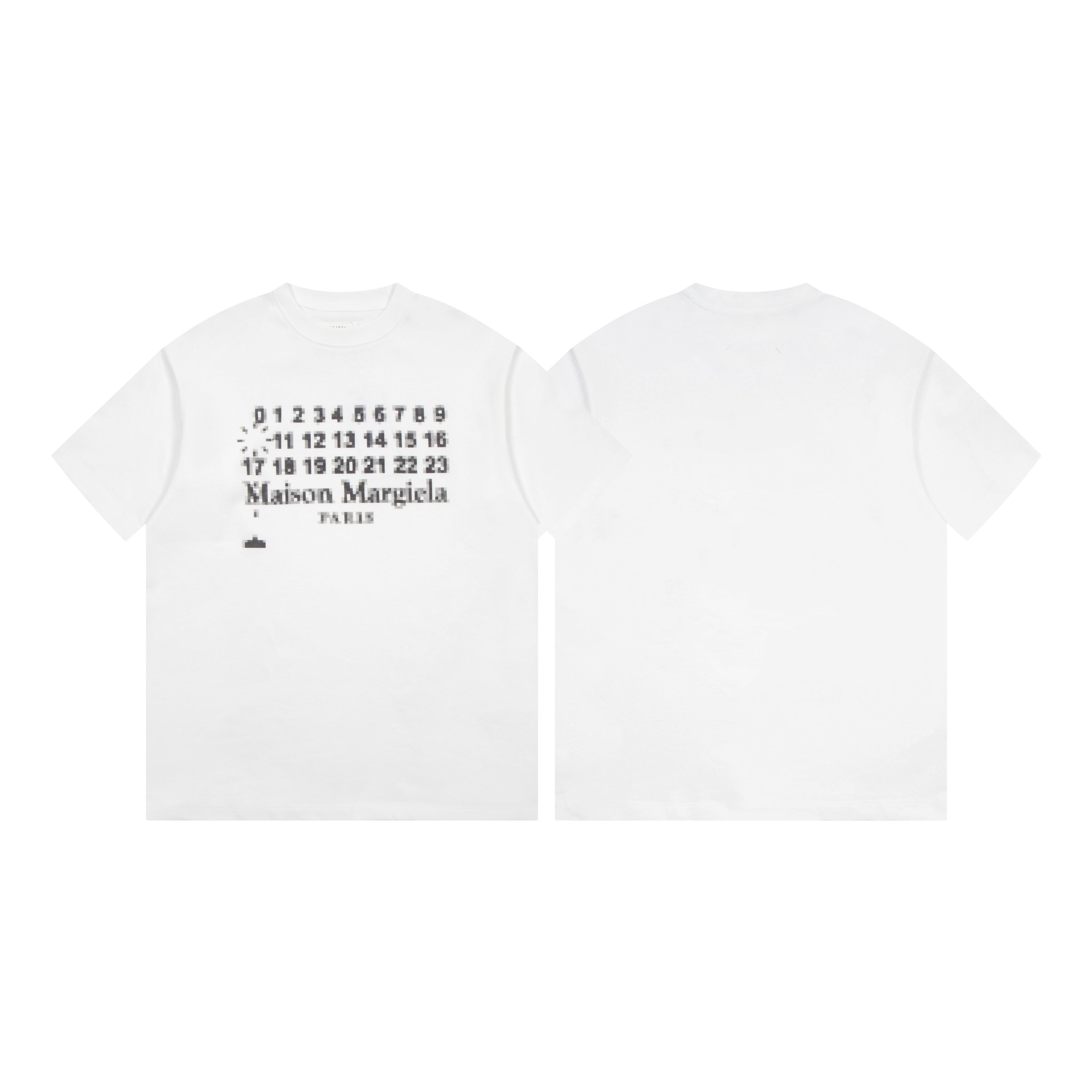 White Maison Margiela T-shirt set, front and back with number and logo print