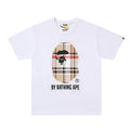 White Bape T-shirt with plaid ape face graphic and logo print