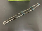 Silver chain strap with blue interlocking G links