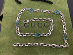 Silver chain strap with blue interlocking G links