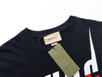 Navy Gucci T-shirt neckline with inner tag and hanging product label