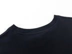 Navy short-sleeve crew-neck T-shirt collar detail