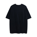 Navy short-sleeve T-shirt with crew neck, plain back