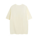 Cream short-sleeve T-shirt with crew neck, plain back