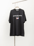 Black short-sleeve T-shirt with alexanderwang logo and small graphic chest print
