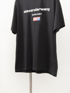 Black short-sleeve T-shirt with alexanderwang logo across the upper back