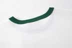 White Gucci short-sleeve T-shirt collar with green ribbed trim