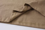 Tan T-shirt fabric with stitched hem and side seam detail