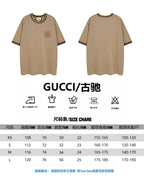 Gucci short size chart with XS–L measurements and height/weight guidance
