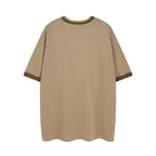 Tan Gucci short-sleeve T-shirt, plain back view with ribbed crew neck