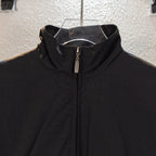 Black Balenciaga long jacket close-up of stand collar and front zipper