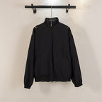 Black Balenciaga long zip-up jacket with stand collar and full-length zipper