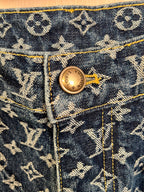 Louis Vuitton denim front button with logo stamp on monogram pattern