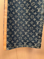 Louis Vuitton monogram denim pants, back yoke with gold topstitching