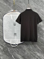 Gucci polo shirt, black short-sleeve with collar, back view