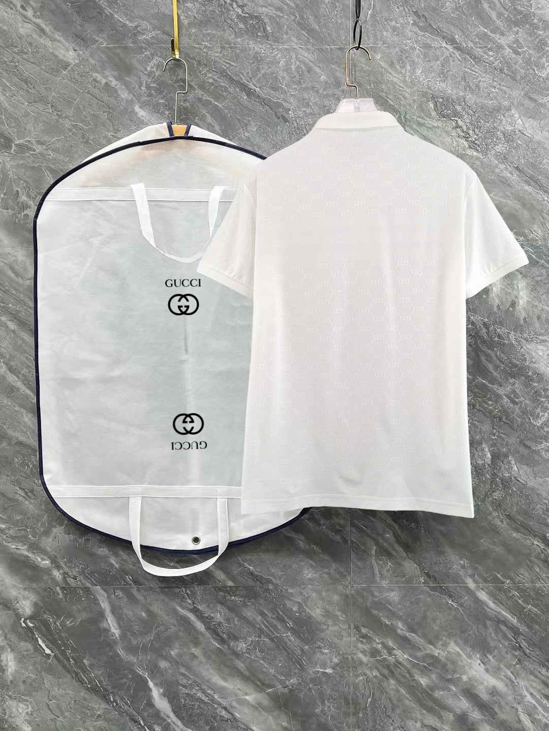 Gucci polo shirt, white short-sleeve with collar and logo patch