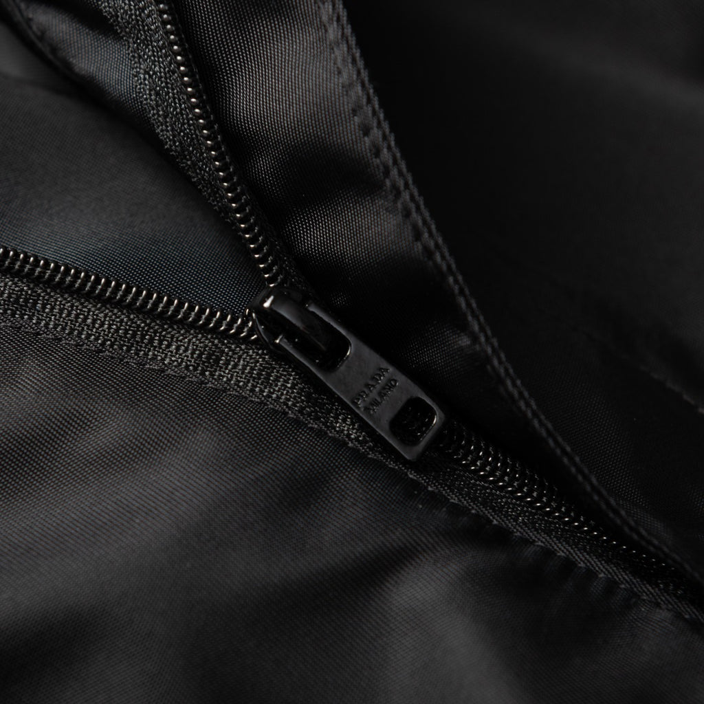 Prada black nylon pocket zipper with pull tab