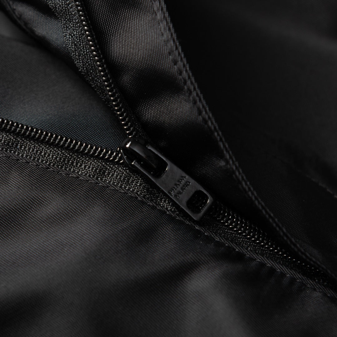 Prada black nylon pocket zipper with pull tab