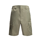 Olive Prada cargo shorts with pleated front and belt loops