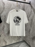White Versace crewneck T-shirt with Medusa logo and VERSACE text