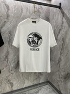 White Versace crewneck T-shirt with Medusa logo and VERSACE text