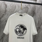 White Versace crewneck T-shirt with Medusa emblem and VERSACE text