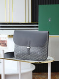 Goyard shoulder bag in dark gray and gray monogram canvas with top flap and strap