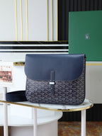 Goyard crossbody bag in dark blue with monogram canvas, front flap and strap